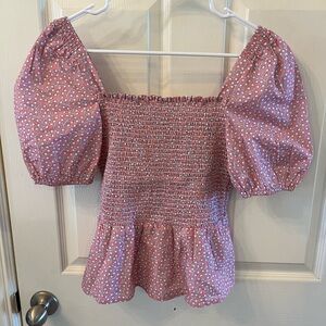 French Connection Artina Ditsy Floral Smocked Puff Sleeve Top